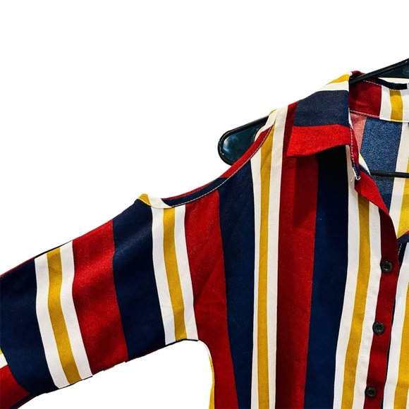 Free size long top in Maroon, Blue, Mustard stripes - Picture 2 of 3